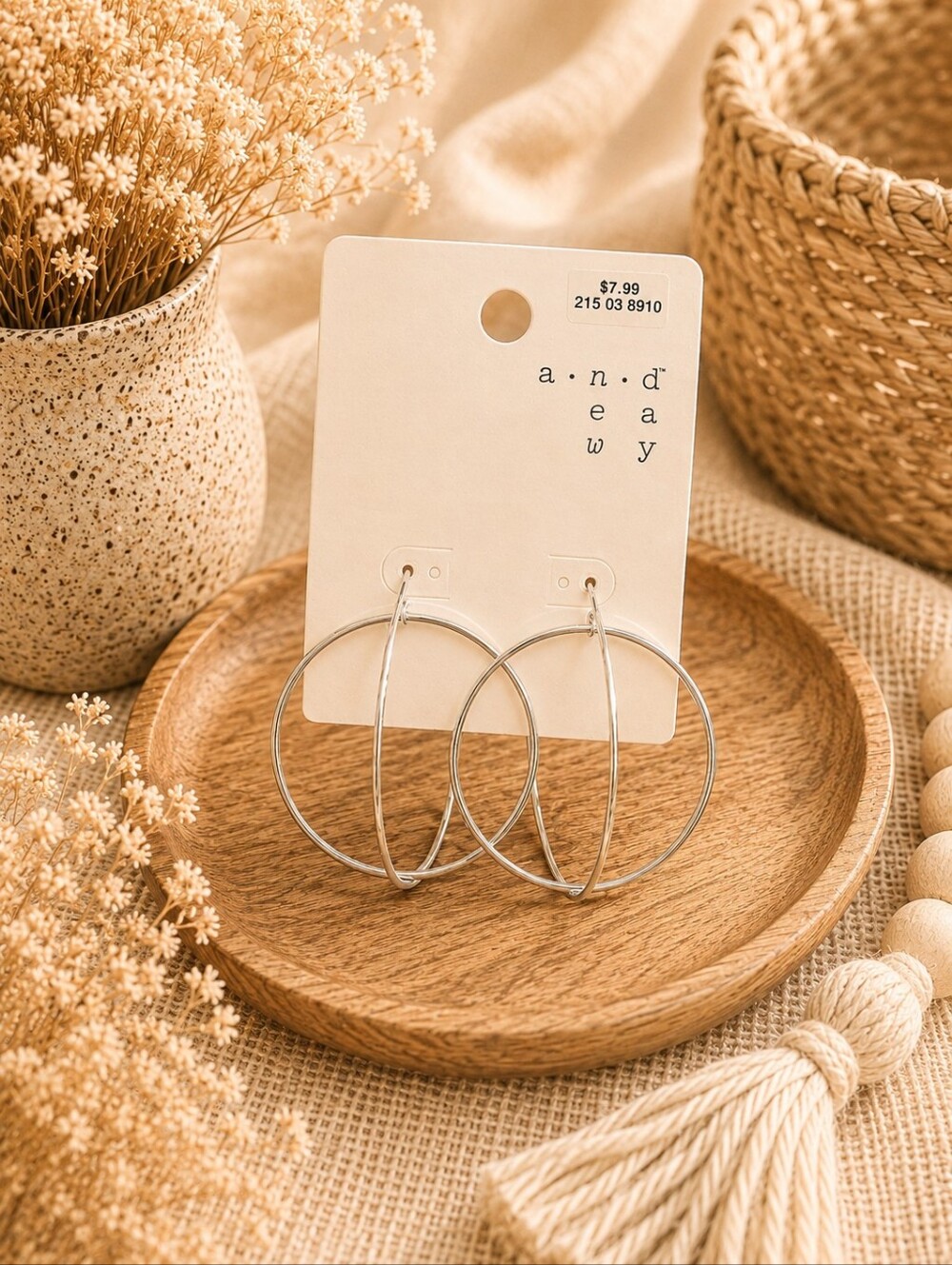a new day Silver Interlocking Double Hoop Earrings